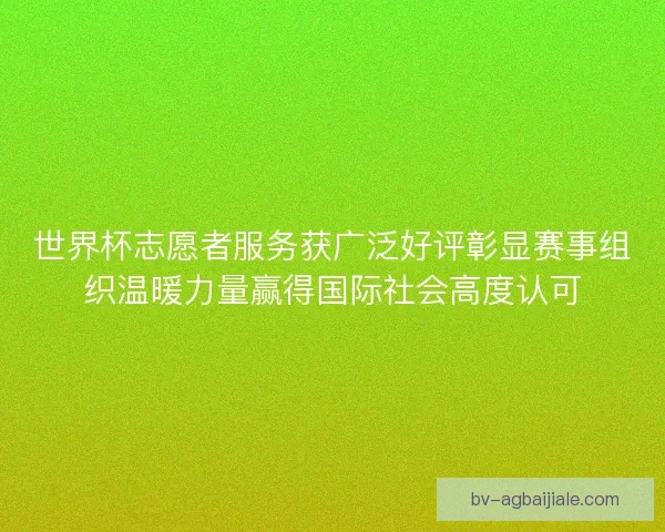 世界杯志愿者服务获广泛好评彰显赛事组织温暖力量赢得国际社会高度认可 世界杯志愿者服务获广泛好评彰显赛事组织温暖力量赢得国际社会高度认可